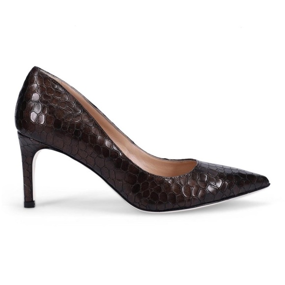 RON WHITE Cindy Lou Chocolate
in Weatherproof Pearlized Embossed Calf.
NWT - Picture 1 of 5